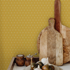 イエローボタニカルベッドルームキッチンバスルーム 壁紙