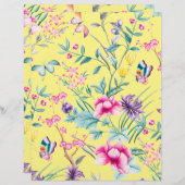 イエローボヘミアンフローラルパターンスクラップブック紙 (正面/裏面)