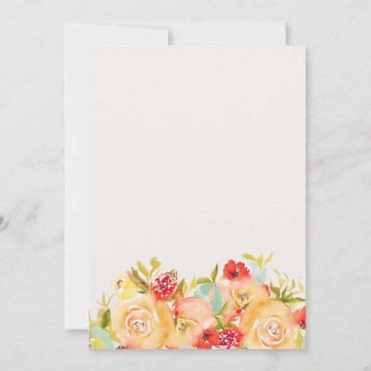 イエローボホシックブルーフローラ冬の赤ちゃんシャワー 招待状 (裏面)