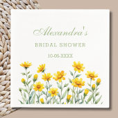 イエローボホシックワイルドフラワーブライダルシャワー スタンダードカクテルナプキン