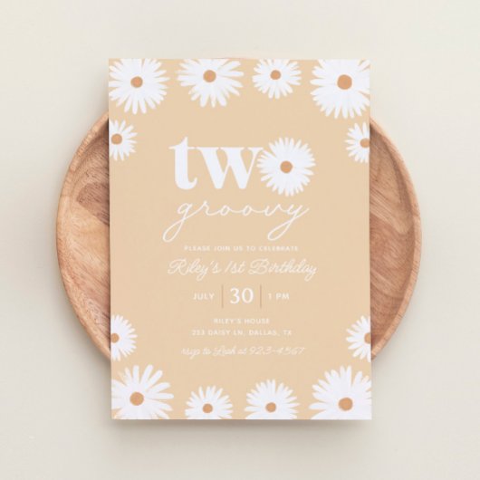 イエローボホデイジー2グルーヴィー2nd誕生日パーティー 招待状