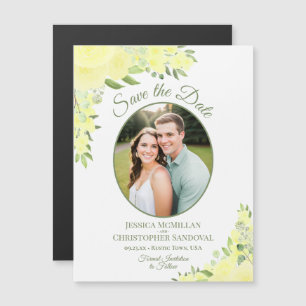 イエローボホフラワル セーブ・ザ・デート オーバルフォトマグネット