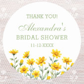 イエローボホワイルドフラワーブライダルシャワーサンキューユナイテッド ラウンドシール