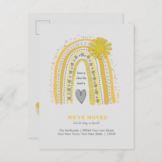 イエローボホーレインボー引っ越しました発表 ポストカード (正面/裏面)