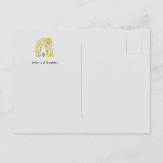 イエローボホーレインボー引っ越しました発表 ポストカード (裏面)