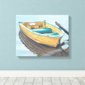 イエローボートの色鉛筆スケッチ キャンバスプリント (インサイチュ (ウッドフロア))