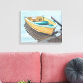 イエローボートの色鉛筆スケッチ キャンバスプリント (インサイチュ (リビング))