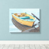 イエローボートの色鉛筆スケッチ キャンバスプリント (インサイチュ (ウッドフロア))