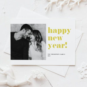 イエローボールドタイポグラフィー写真 謹賀新年 シーズンカード