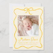 イエローボー魅力的フォト誕生 案内状 (正面)