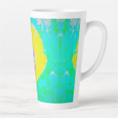 イエローポピーとホットピンクセンターターコイズ カフェラテマグ (右)