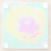 イエローポピーとホットピンクセンターターコイズ ガラスコースター (裏面)