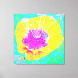 イエローポピーとホットピンクセンターターコイズ キャンバスプリント