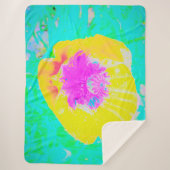 イエローポピーとホットピンクセンターターコイズ シェルパブランケット (正面)