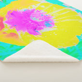 イエローポピーとホットピンクセンターターコイズ シェルパブランケット (3/4)