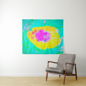 イエローポピーとホットピンクセンターターコイズ タペストリー (インサイチュ(横))