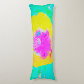 イエローポピーとホットピンクセンターターコイズ ボディピロー (正面縦)