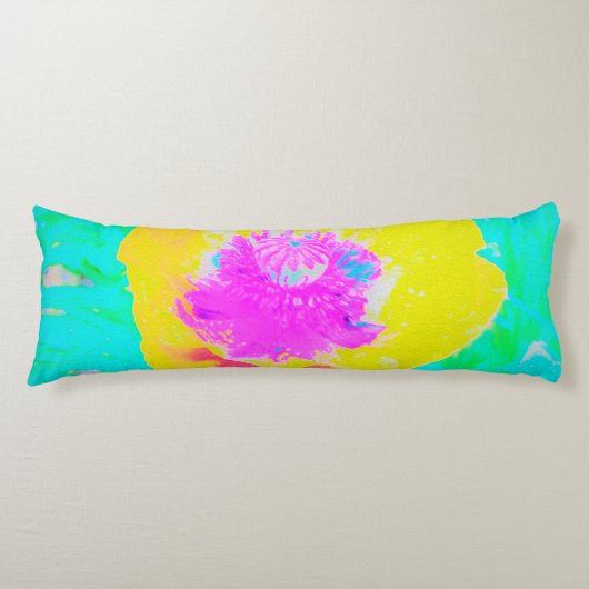 イエローポピーとホットピンクセンターターコイズ ボディピロー (正面)