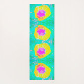 イエローポピーとホットピンクセンターターコイズ ヨガマット (裏面)