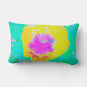 イエローポピーとホットピンクセンターターコイズ ランバークッション (裏面)