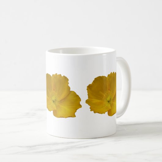 イエローポピーアラスカンワイルドフラワーフローラ コーヒーマグカップ (正面右)