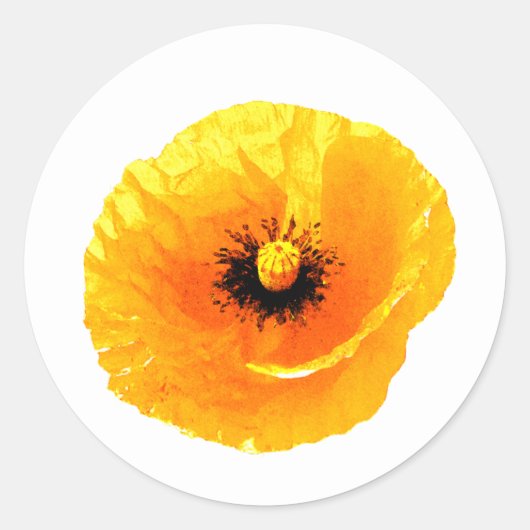 イエローポピーカスタム空白のフローラ結婚ブライダル ラウンドシール (正面)