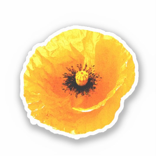イエローポピーカスタム空白のフローラ結婚誕生日 シール (正面)