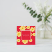 イエローポピーフローラガーデンプラントシッタレッド スクエア名刺 (スタンド正面)