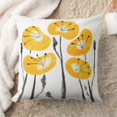 イエローポピー抽象芸術フローラミニマリスト クッション (ブランケット)