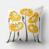 イエローポピー抽象芸術フローラミニマリスト クッション (正面)