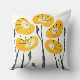 イエローポピー抽象芸術フローラミニマリスト クッション