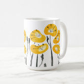 イエローポピー水彩花モーニングティーと コーヒーマグカップ (正面右)