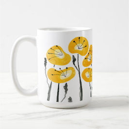 イエローポピー水彩花モーニングティーと コーヒーマグカップ