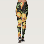 イエローポピー水彩花模様 レギンス (裏面)