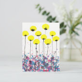 イエローポピー、コテージコアフラワーポストカード ポストカード (スタンド正面)