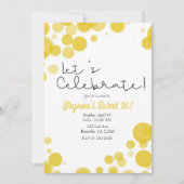イエローポルカドットバブル レッツセレブレートパーティー 招待状 (正面)