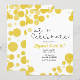 イエローポルカドットバブル レッツセレブレートパーティー 招待状