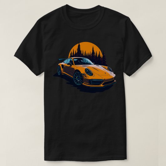 イエローポルシェ911ターボ Tシャツ (デザイン正面)
