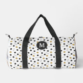 イエローポーズボーンズ犬の写真&モノグラム ダッフルバッグ (正面)