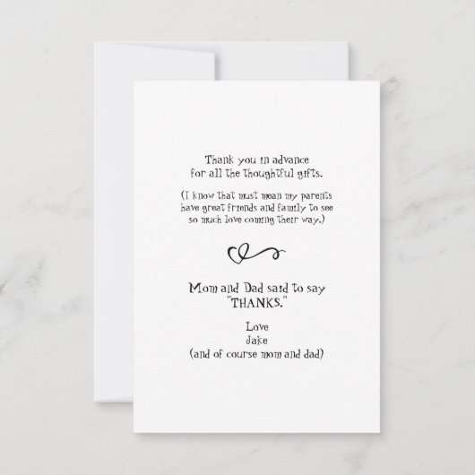 イエローマイファーストベビーギフトおもしろいサンキューカード サンキューカード (裏面)