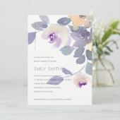 イエローマウーブ薄紫フローラブライダルシャワー招待状 サンキューカード (スタンド正面)