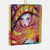 イエローマスカレードパーティーにおけるカーニバルマスク セラミックオーナメント (右)