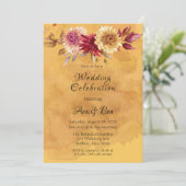 イエローマスタードウォーター色ダリア結婚花 招待状 (スタンド正面)