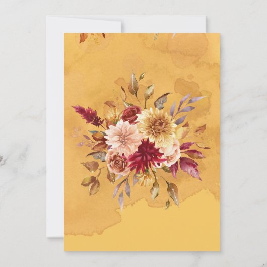 イエローマスタードウォーター色ダリア結婚花 招待状 (裏面)