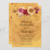 イエローマスタードウォーター色ダリア結婚花 招待状 (正面/裏面)
