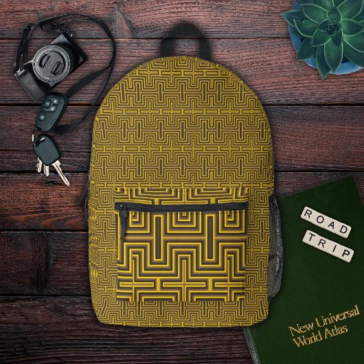 イエローマスタードモダンモアレストライプのパターン プリントバックパック
