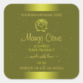 イエローマスタード製品ラベル金ゴールドグリッターフローラ スクエアシール (正面)