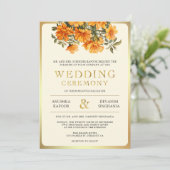 イエローマリゴールドフローラサウスインディアン写真結婚ズ 招待状 (スタンド正面)