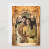 イエローマリゴールドフローラサウスインディアン写真結婚ズ 招待状 (裏面)