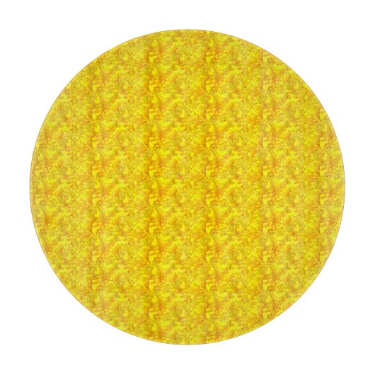 イエローマリゴールドフローラシームレスパターン カッティングボード (正面)